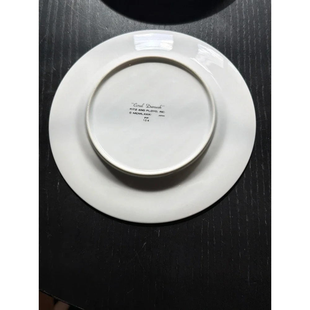 Vintage Fitz & Floyd Coral Damask Salad or Dessert Plates Set of 6 1981 Japan